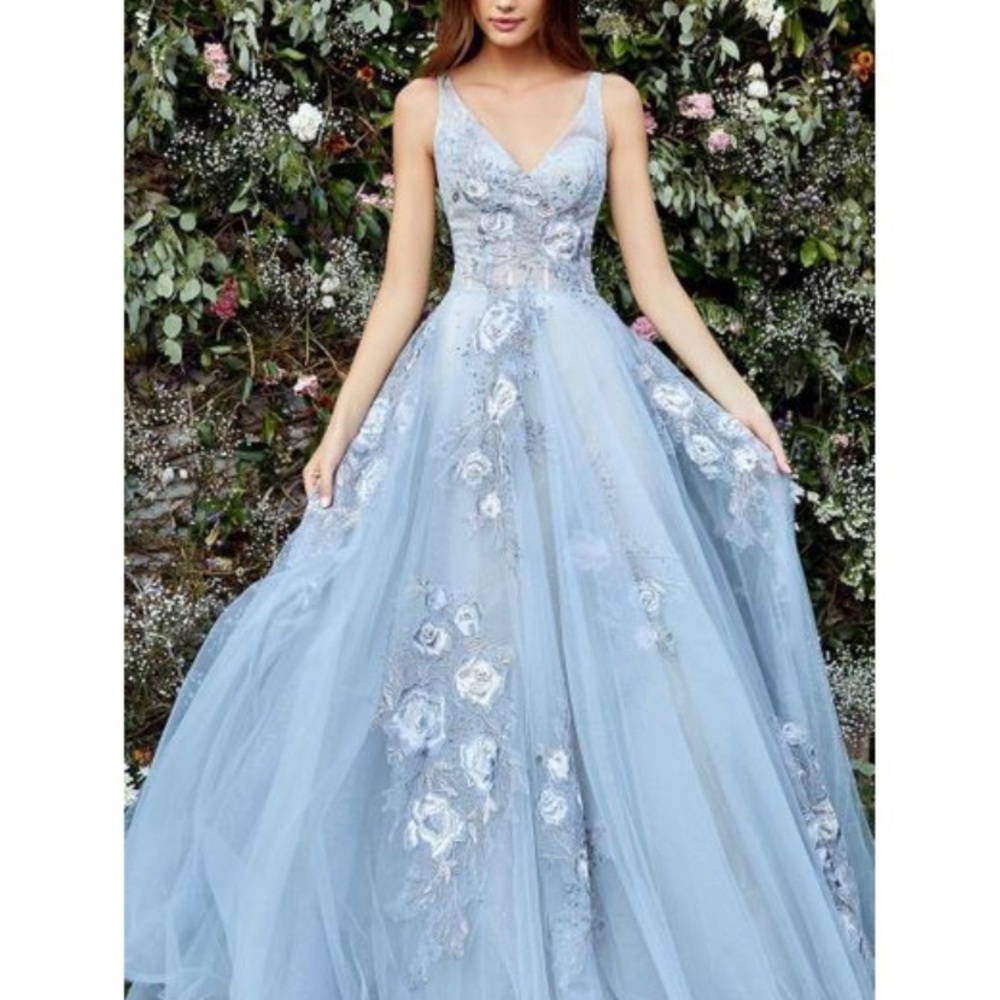 COPY - ANDREA AND LEO A0893 Classy floral embroidered V-neck ballgown by Andrea…